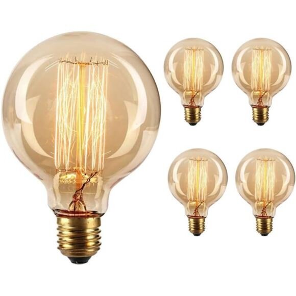 Vintage Edison Bulb,Large Round Edison Antique Light Bulbs-G30/G95 120V - Picture 1 of 8